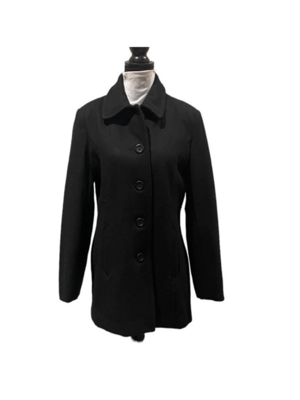 Generation Wear black melton wool dark academia peacoat winter jacket medium